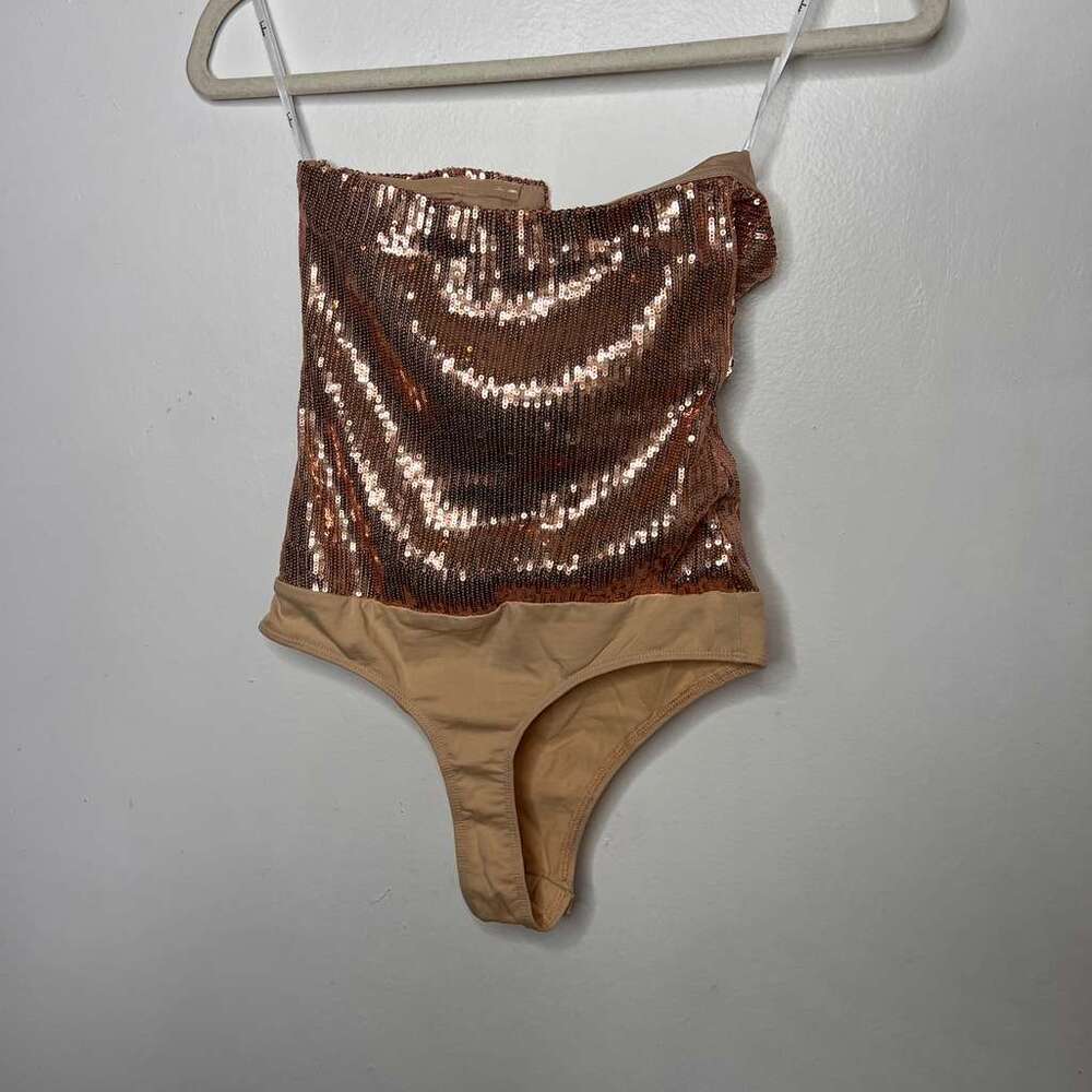 NWT Lulus Gold Sparkle Sequin Bodysuit – Women’s Size XS - Picture 4 of 5
